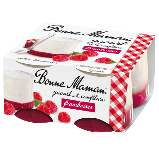 [3608580709930] BONNE MAMAN Yaourt confiture framboises 4 pots de 125 g