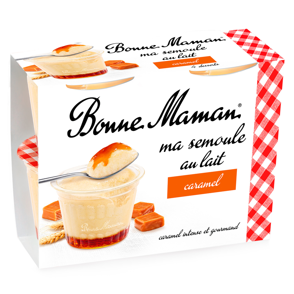 BONNE MAMAN Semolina pudding with caramel layer 4 pots of 100 g