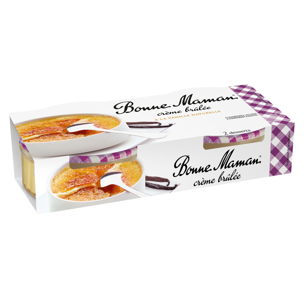 BONNE MAMAN Crème brûlée à la vanille naturelle 2 pots de 200 g