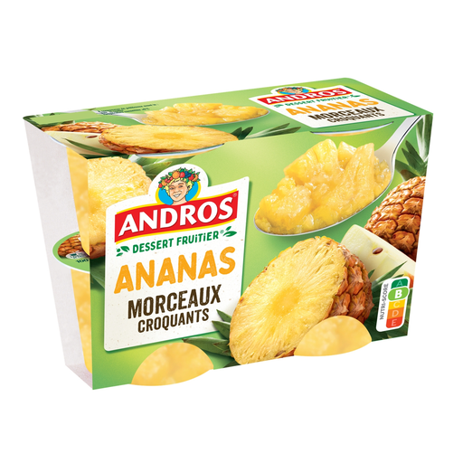 [3608580735595] ANDROS Pineapple Fruit Dessert in Pieces 4x100g