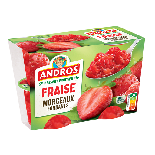 [3608580762294] ANDROS Dessert fruitier fraise en morceaux 4x100g
