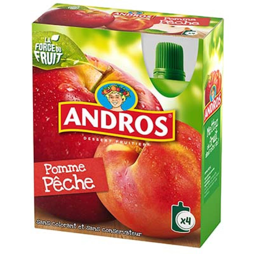 [3608580772484] ANDROS Puré de Manzana y Melocotón 4 x 90 g