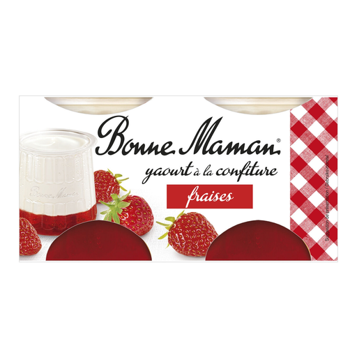 [3608580781882] BONNE MAMAN Iogurte com compota de morango 4 potes de 125 g
