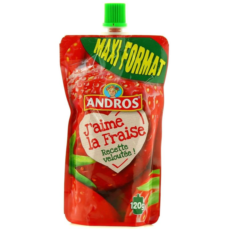 ANDROS Gourde J Aime La Fraise 120 g