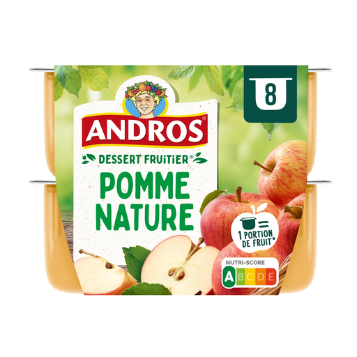 [3608580784517] ANDROS Sobremesa de fruta de maçã 8 x 100 g