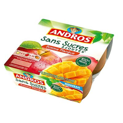 [3608580787242] ANDROS Puré de Frutas Manzana-Mango Sin Azúcares Añadidos 4 x 100 g