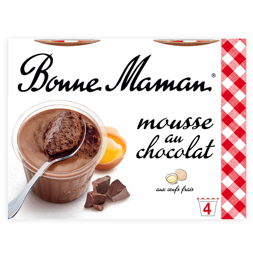 [3608580787631] BONNE MAMAN Mousse de chocolate com ovos frescos 4 x 50 g