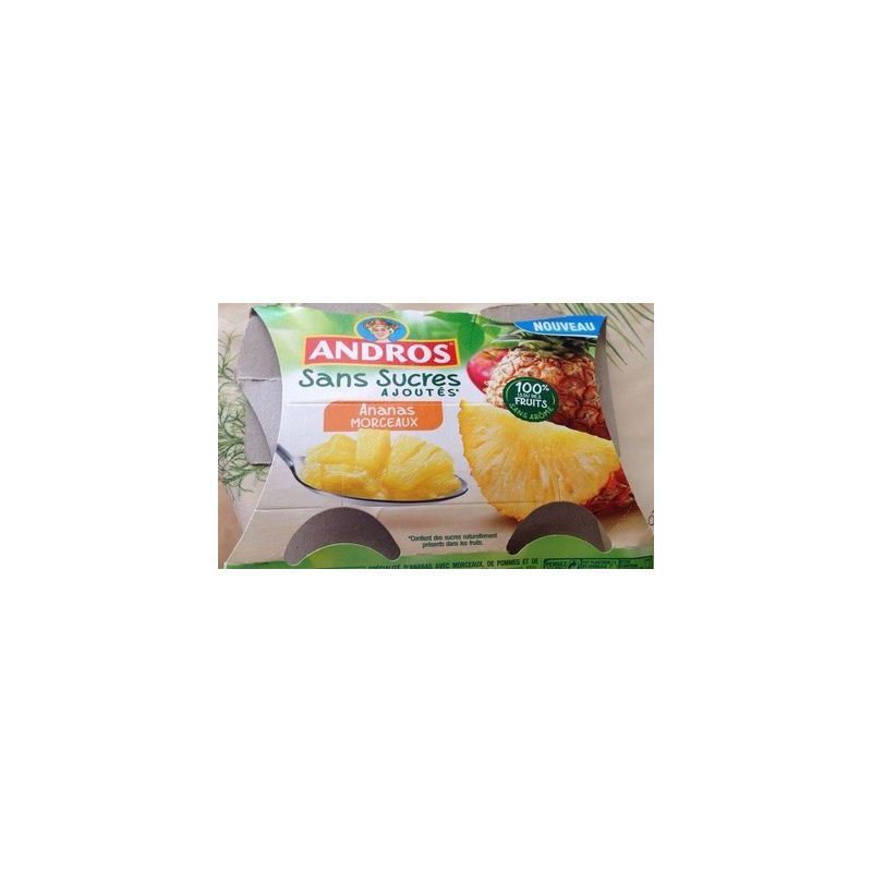 ANDROS Pineapple Pieces No Added Sugar 4 x 97 g