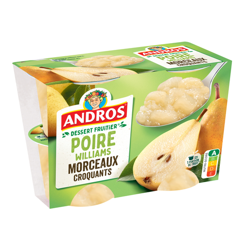 [3608580796374] ANDROS Dessert fruitier poire Williams en morceaux 4x100g