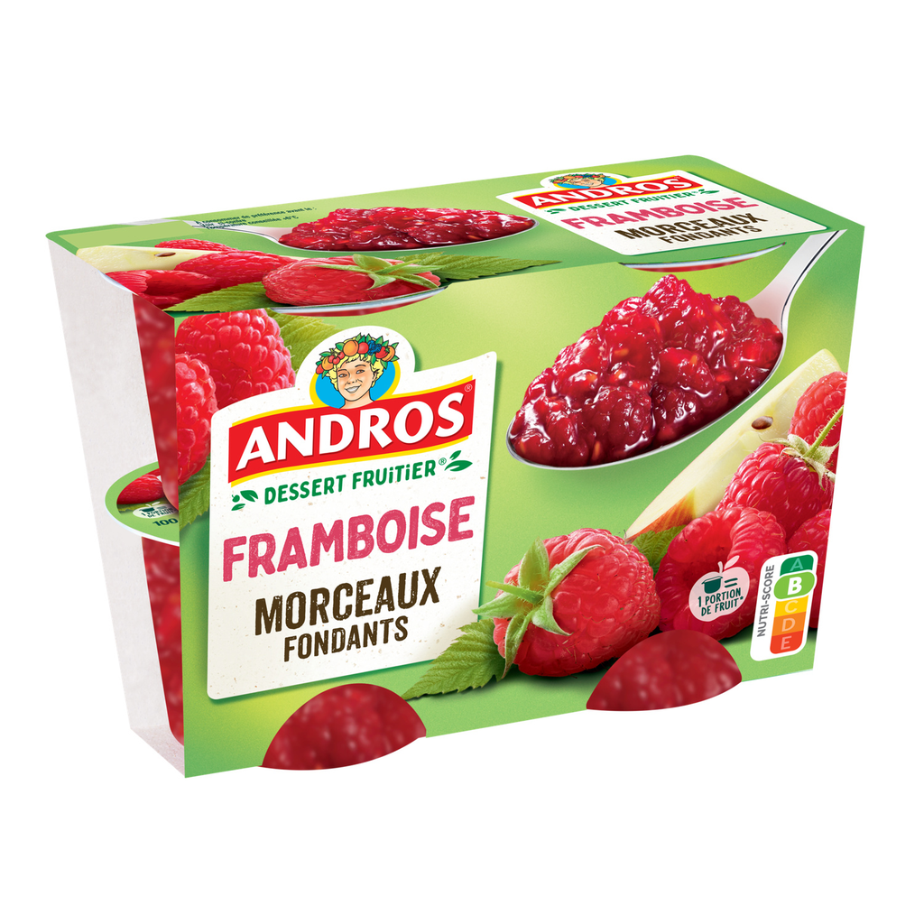 ANDROS Sobremesa de fruta framboesa em pedaços 4x100g
