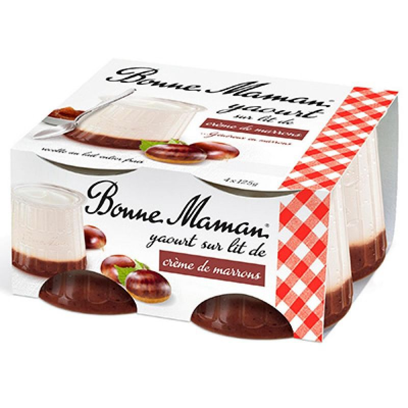 BONNE MAMAN Yogur batido sobre lecho de crema de castañas 4 x 125 g