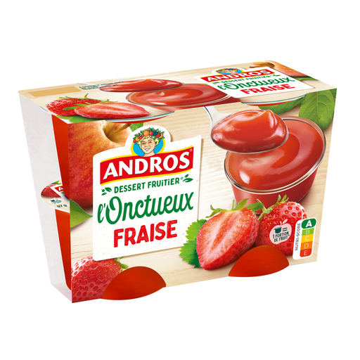 [3608580879138] ANDROS Sobremesa de Fruta em Cama de Morango 4 copos de 97 g