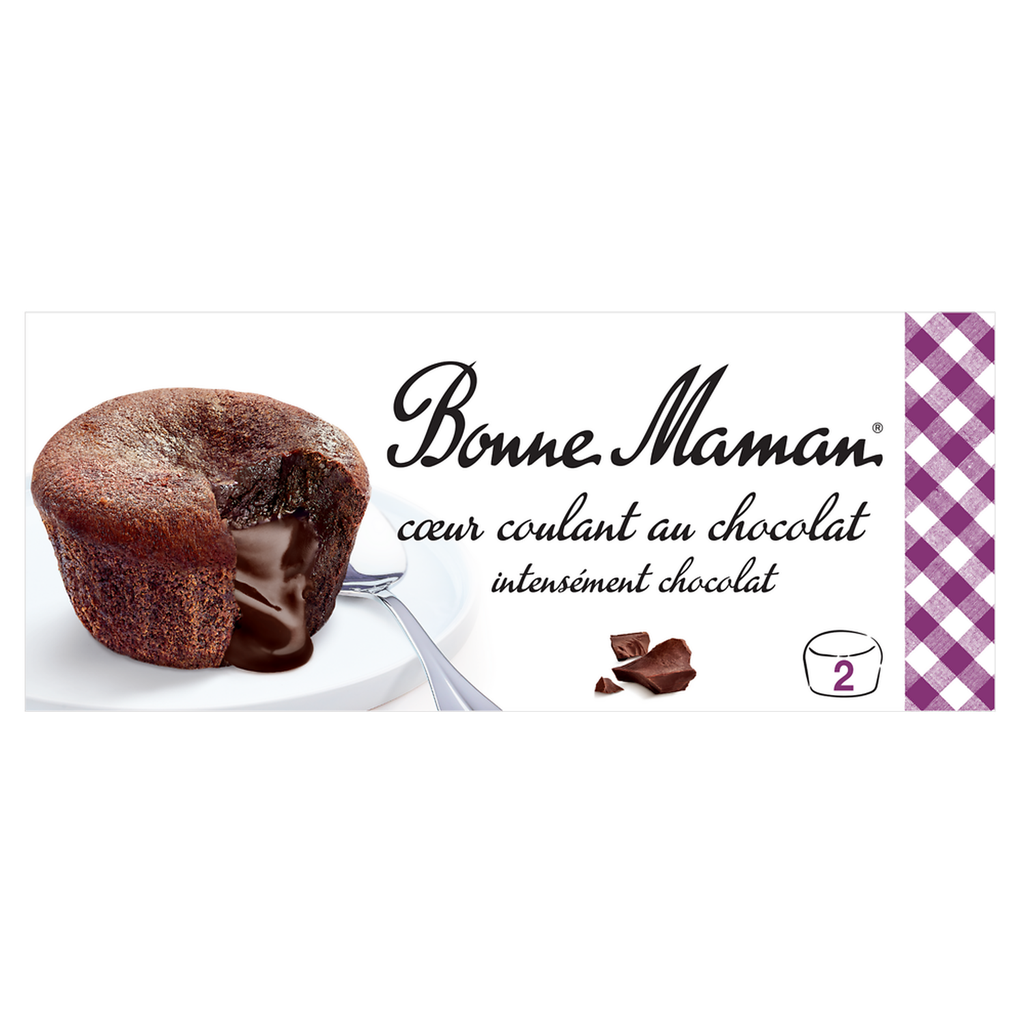 BONNE MAMAN Dessert cœur coulant chocolat les 2 pots de 80 g