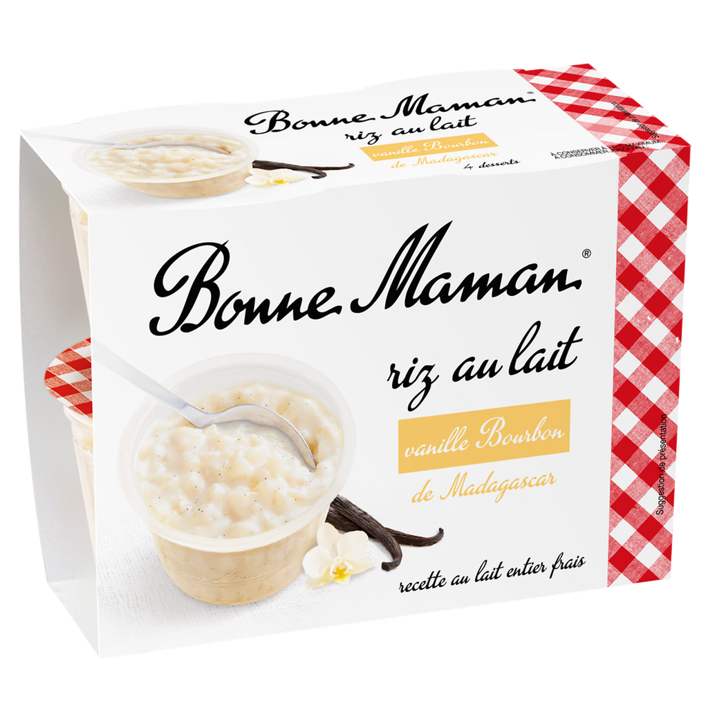 BONNE MAMAN Arroz con leche a la vainilla natural 4 x 100 g