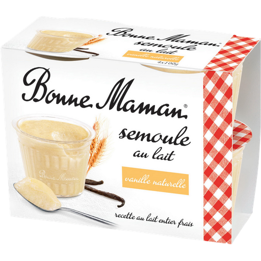 [3608580908319] BONNE MAMAN Semoule au lait à la vanille naturelle 4 pots de 100 g