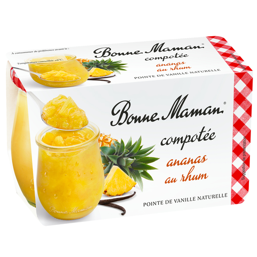 [3608580931591] BONNE MAMAN Sobremesa de fruta compota de ananás com rum 2 boiões de 130 g