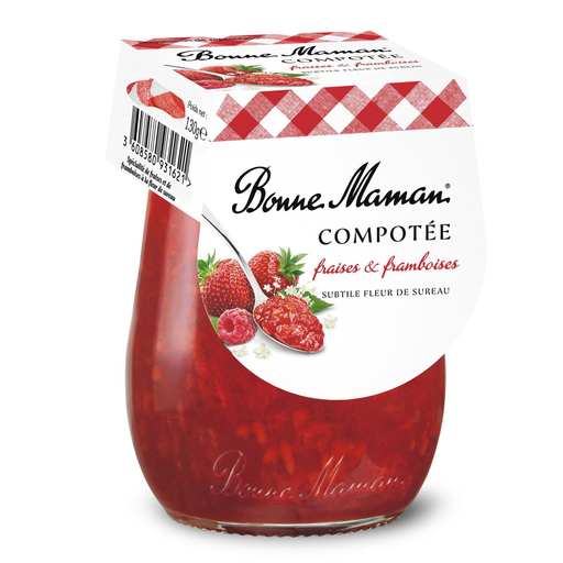 [3608580931621] BONNE MAMAN Compota de morango e framboesa 130g