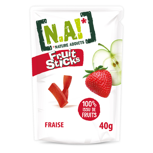 [3609200001878] NATURE ADDICTS Fruit sticks fraises et pommes 40 g