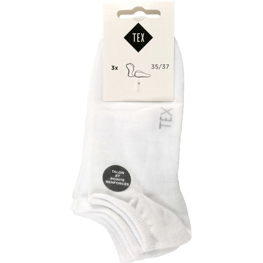 [3609230173590] TEX Soquetes senhora brancos invisíveis T35/37 pack de 3 pares