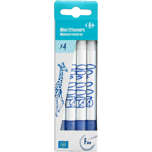[3609230979895] CARREFOUR Effaceurs réécriveurs mini le lot de 4 mini effaceurs