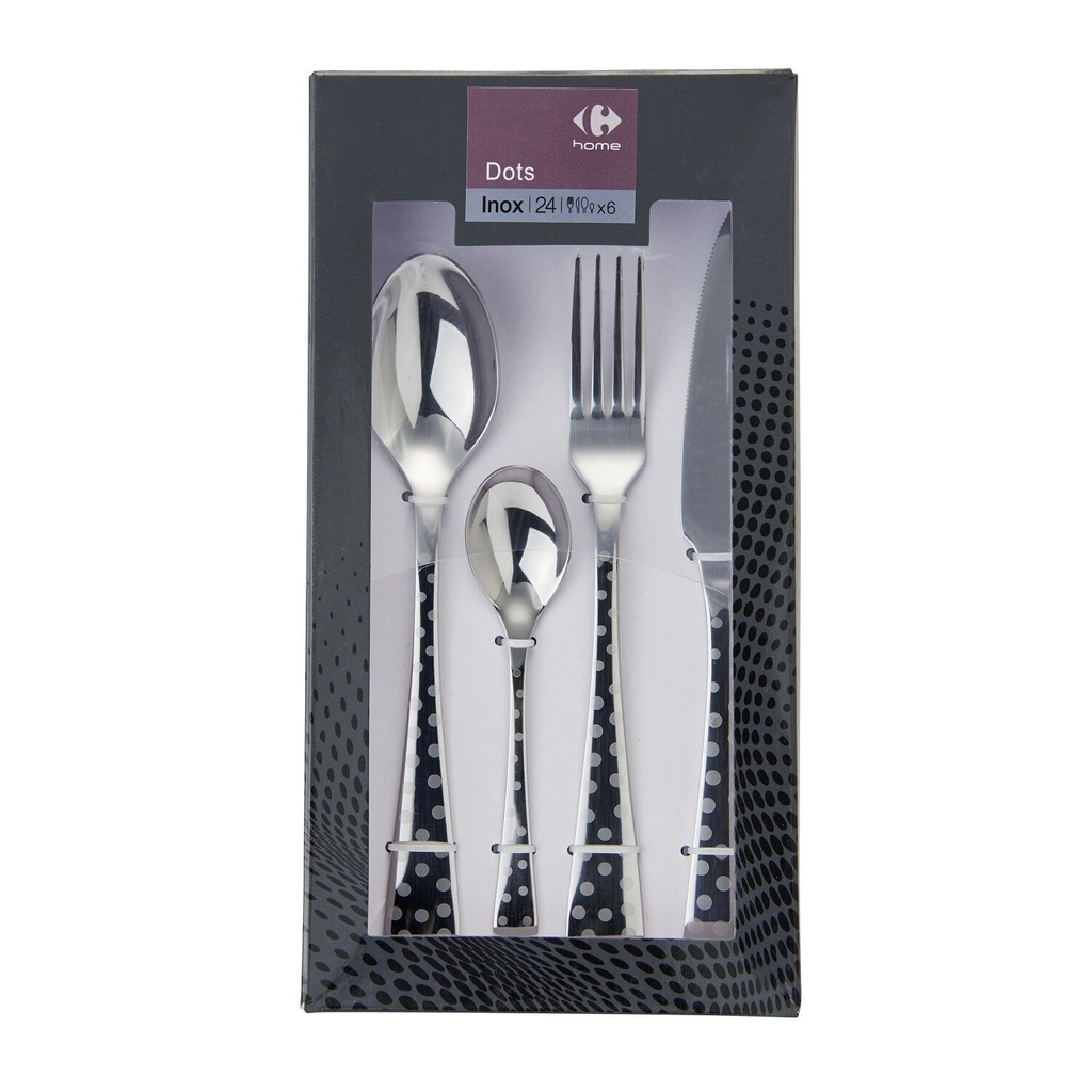 CARREFOUR Ménagère dots inox HOME 24-piece set