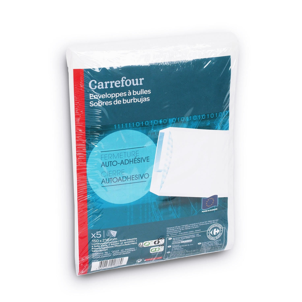 CARREFOUR Envelope almofadado 150x210mm lote de 5 envelopes