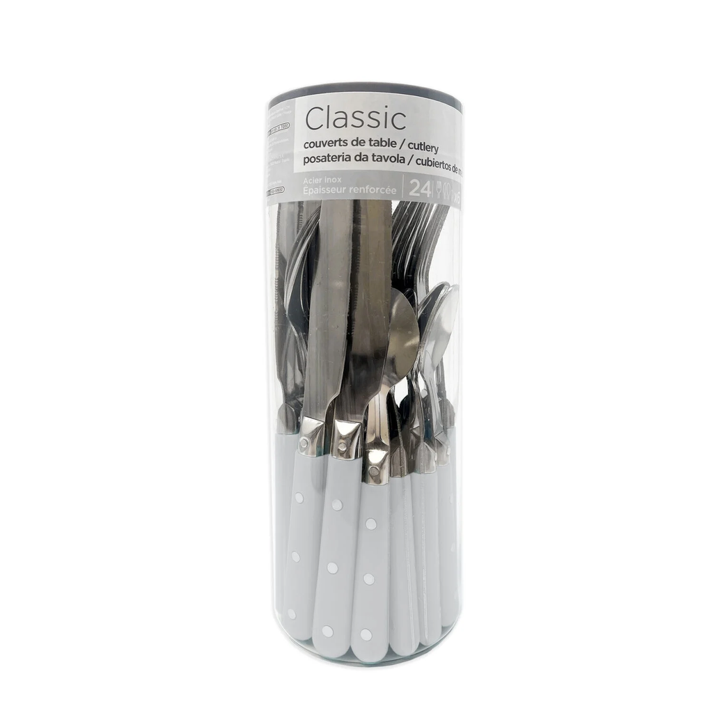 CARREFOUR Ménagère 24 pièces gris en acier classic HOME