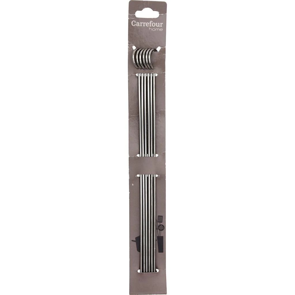 CARREFOUR 6 Piques à Brochettes Métal 30cm Inox pour Barbecue le lot de 6