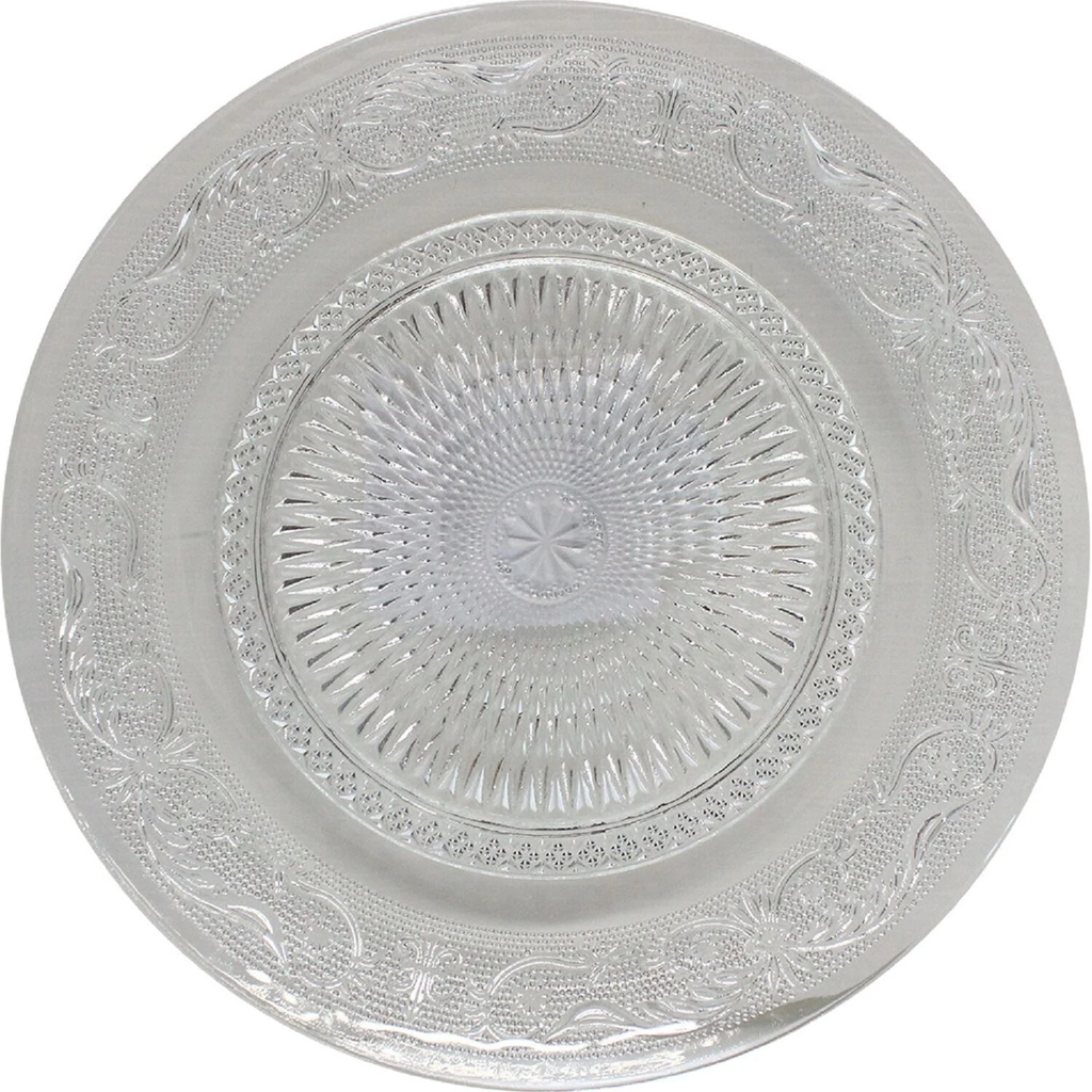 CARREFOUR Baroque Transparent Glass Dinner Plate 26cm HOME
