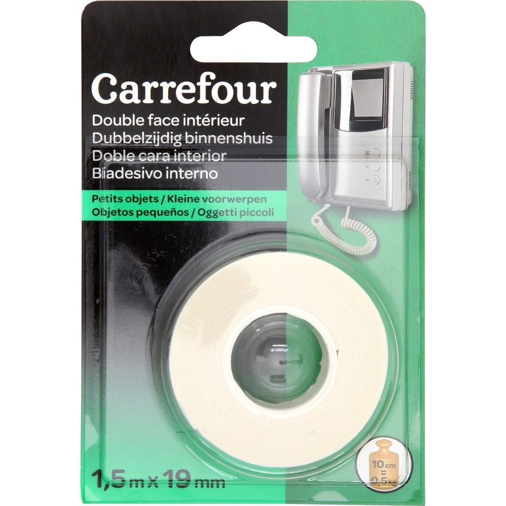 CARREFOUR Double-sided tape indoor 1.5mx19mm
