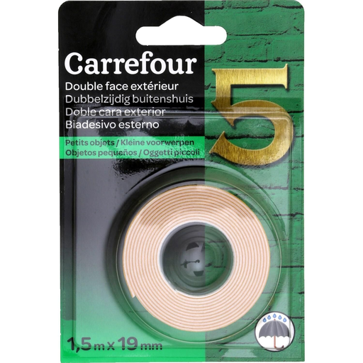 [3609232009507] CARREFOUR Double-sided outdoor tape 1.5m x 19mm