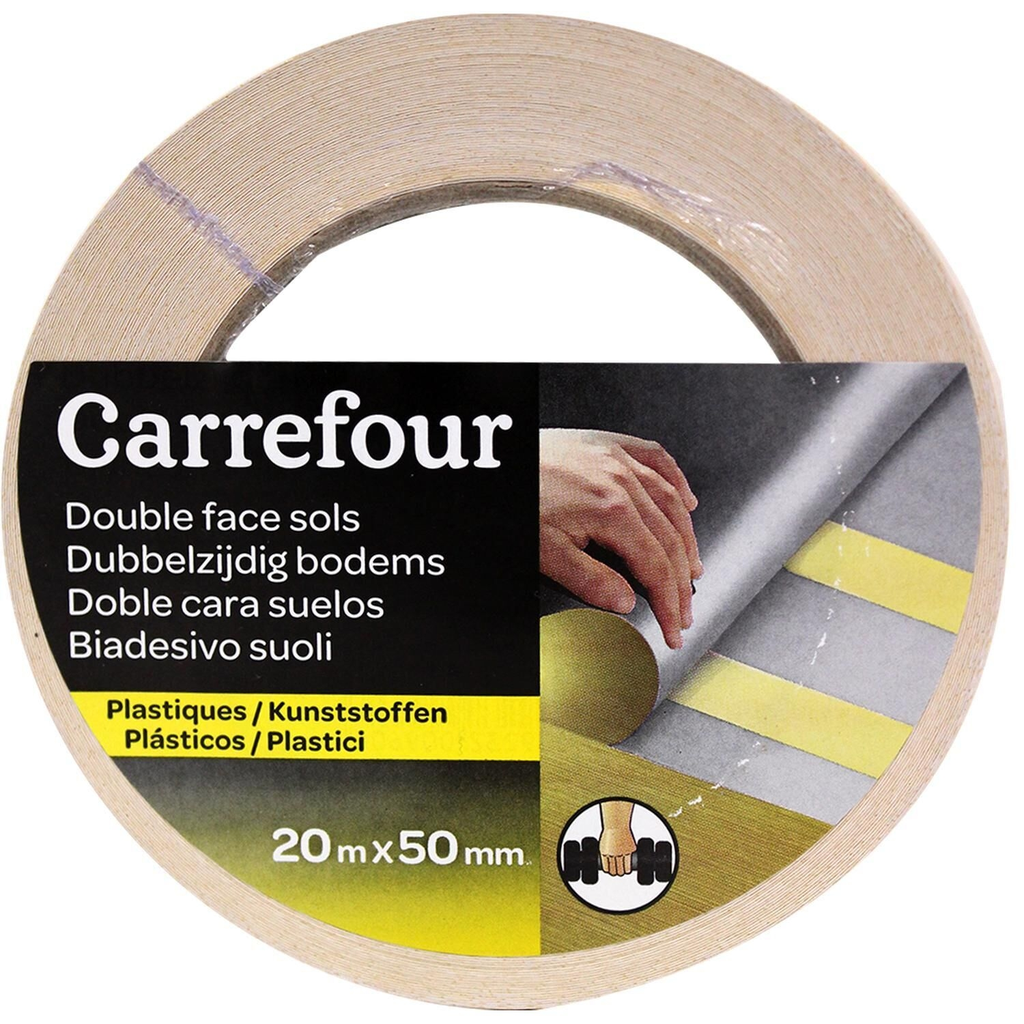 CARREFOUR Cinta adhesiva doble cara suelos 20mx50mm