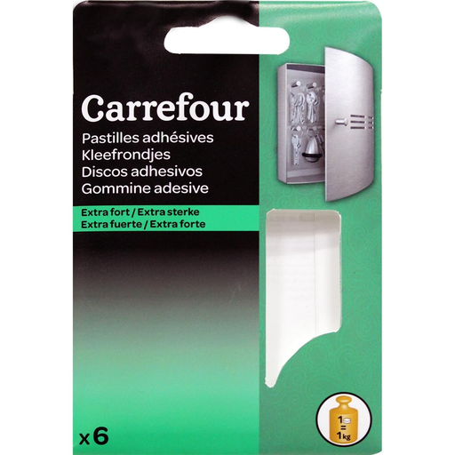 [3609232009637] CARREFOUR Adhesive pads 20mmx40mm, pack of 6