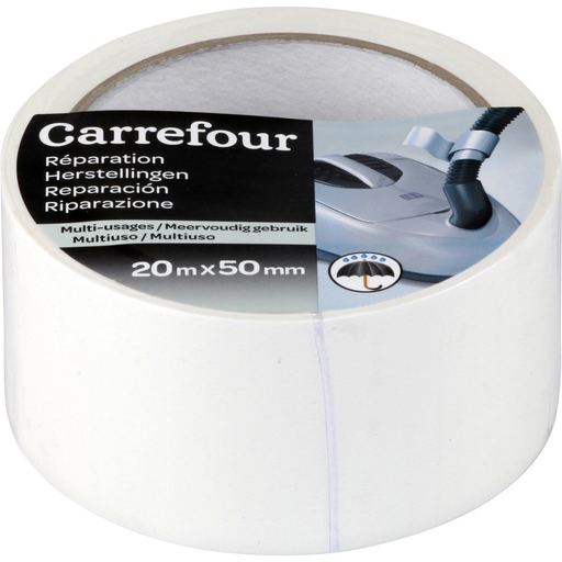 [3609232009682] CARREFOUR Ruban adhésif réparation 20mx50mm, blanc