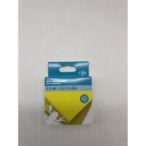 [3609232799415] CARREFOUR Bloc note repositionnable 76x76mm le lot de 2 bloc-notes