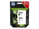 HP Cartuchos de Tinta 304 Preto e Tricolor, pack de 2 cartuchos