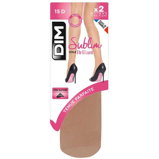 [3610861015951] DIM Mi-bas Sublim Voile Brillant Beige Doré lot de 2 paires