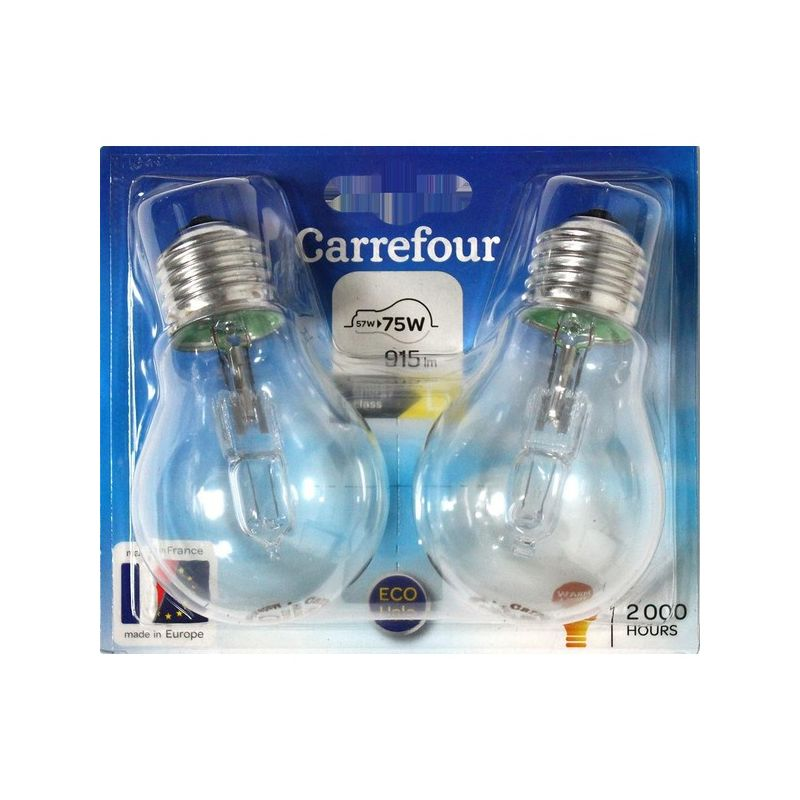 CARREFOUR Ampoule Eco30 E27 57W Blister 2 unités