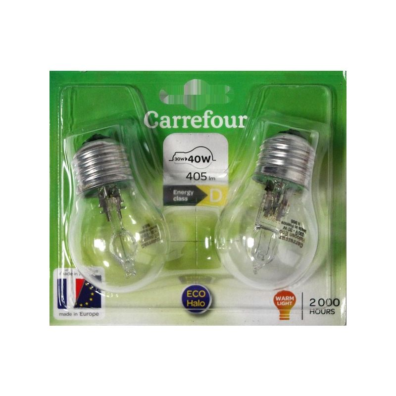 CARREFOUR Lâmpada Eco30 Esférica 30W E27 Blister 2