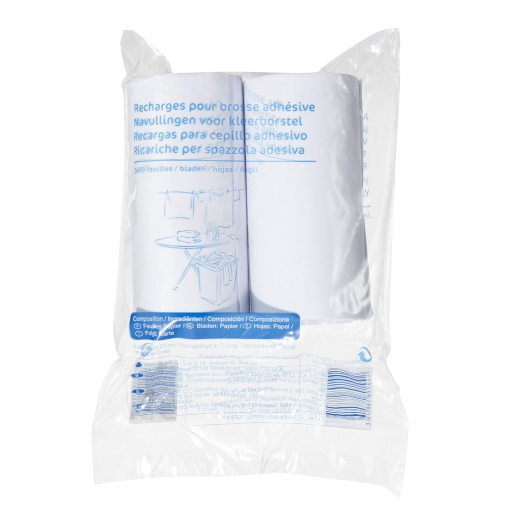 Adhesive lint roller refills 2-pack x 60 sheets