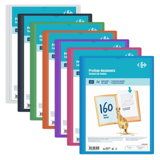 [3610883034251] CARREFOUR Protège documents 21 x 29,7cm, 160 vues, personnalisable, l'unité