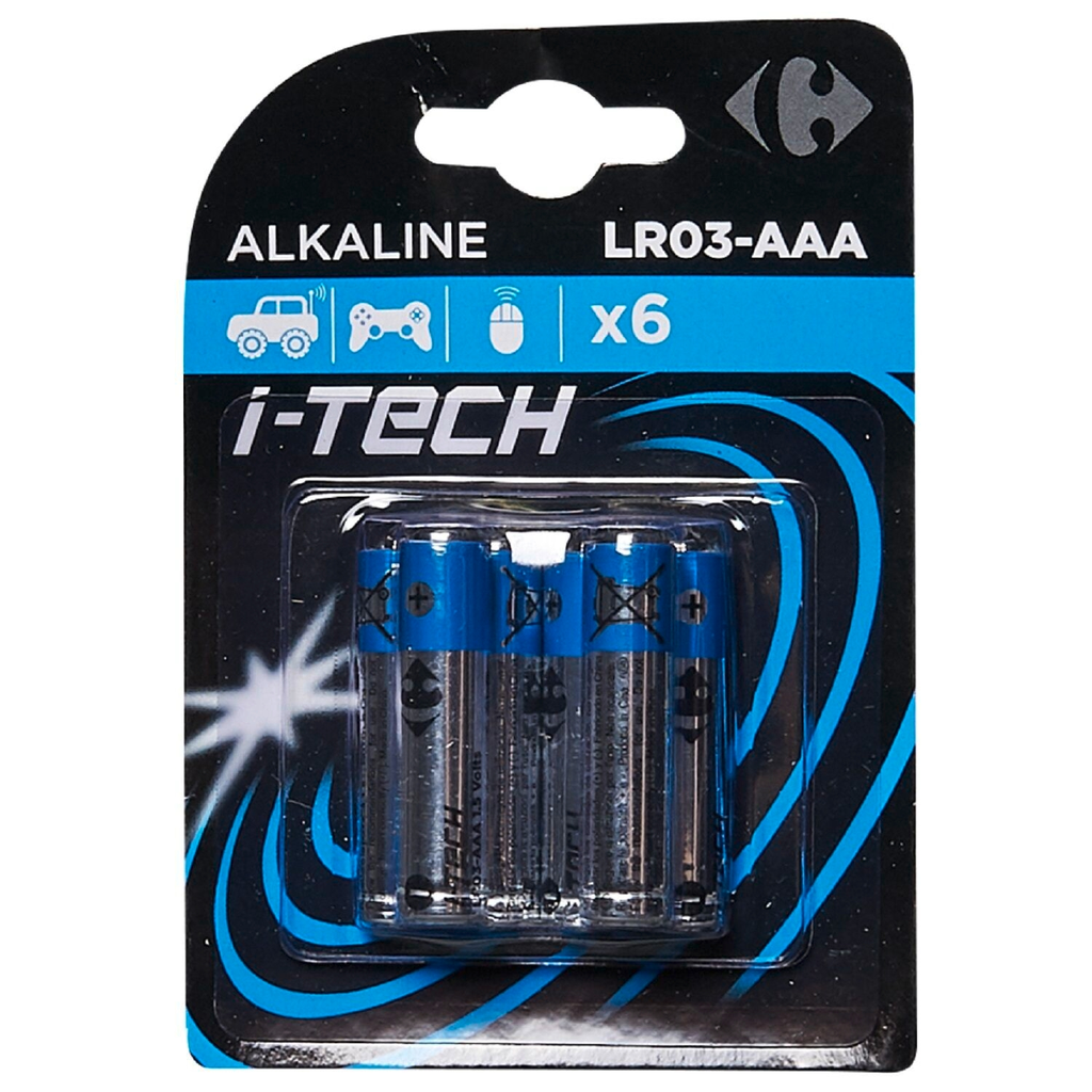 CARREFOUR Alkaline Battery LR03/AAA I-Tech, pack of 6