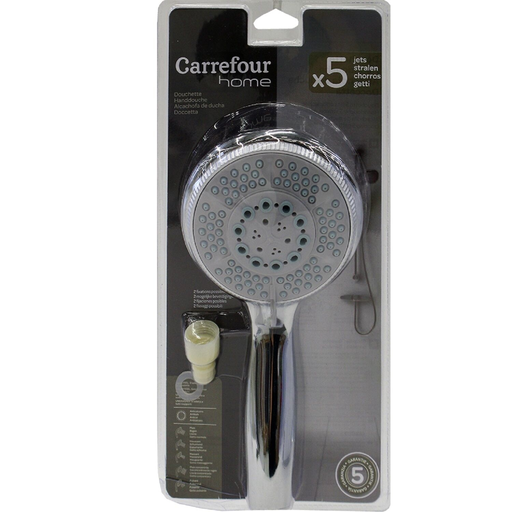 [3613865381039] CARREFOUR Large 5-jet plastic shower head HOME 1 unit