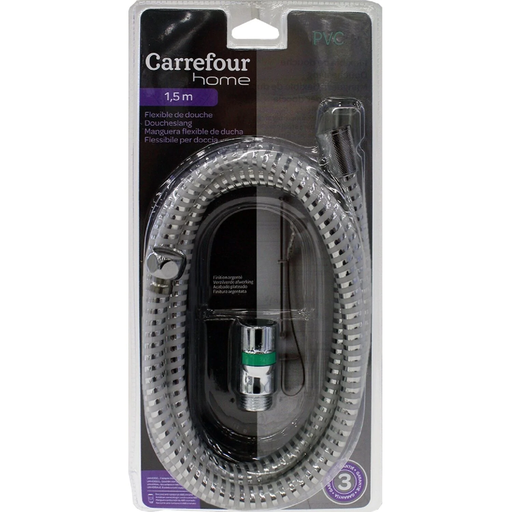 [3613865381077] CARREFOUR Flexo de ducha flexible blanco PVC 1,5m