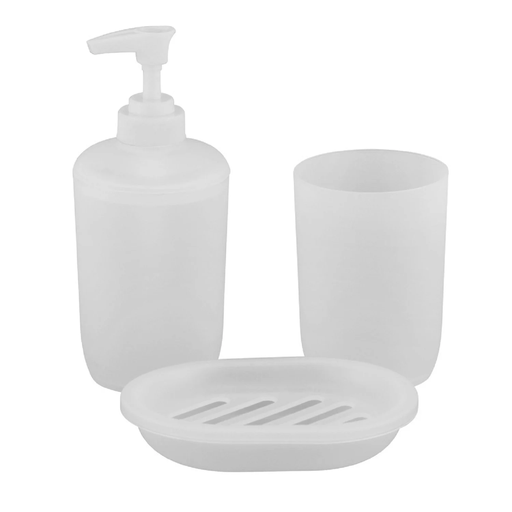 [3613865442907] CARREFOUR Bathroom accessory plastic HOME 3-piece set