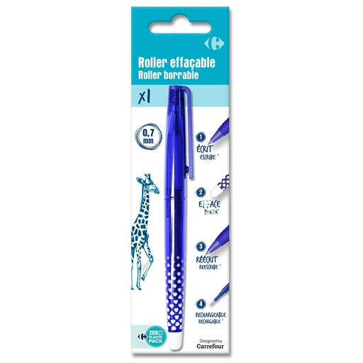 [3613865466132] CARREFOUR Caneta roller de tinta azul apagável le roller