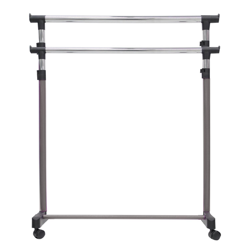 [3613865487311] CARREFOUR Portant double Métal et plastique Noir le portant