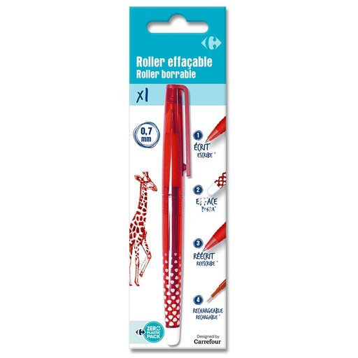 [3613865494968] CARREFOUR Erasable Red Ink Rollerball Pen Medium Tip 1 unit