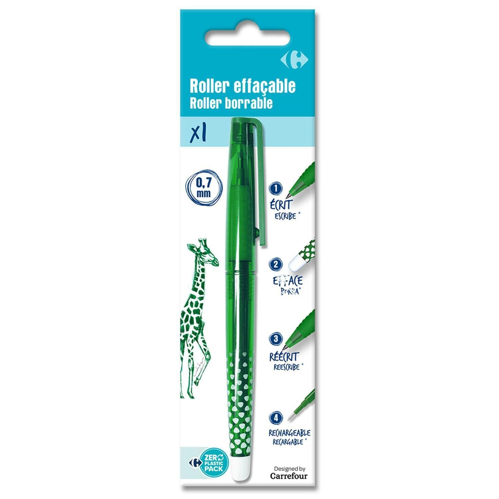 CARREFOUR Erasable Green Ink Rollerball Pen Medium Tip 1 unit