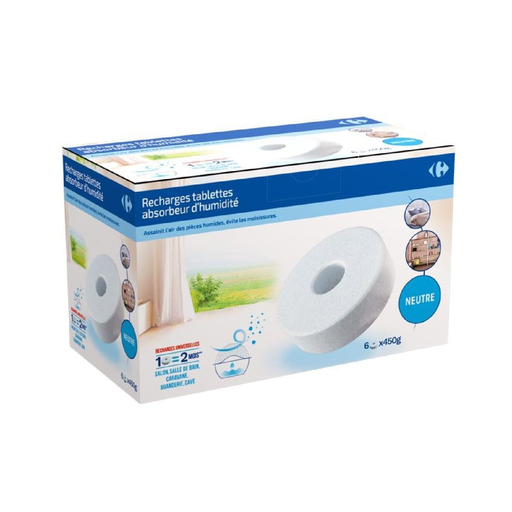 [3613866006375] CARREFOUR Neutral moisture absorber refill 6 tablets of 450 g